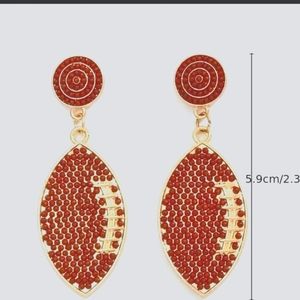 Football rhinestones hoop earrings